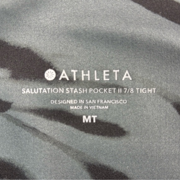 Athleta Saluation Stash Pocket II 7/8 Tight Zebra Print Capri Leggings | Size MT - Picture 8 of 10